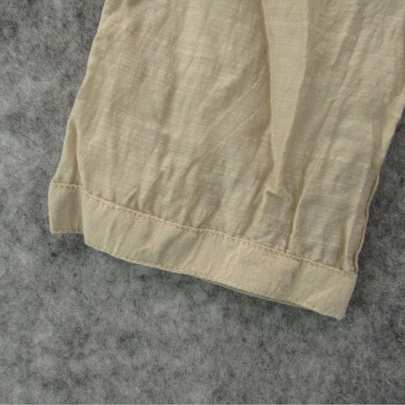 Chicos Beige Button Up V Neck Sheer 3/4 Sleeve 100% Rayon Sequins Top Size 2 Lrg - Picture 2 of 8